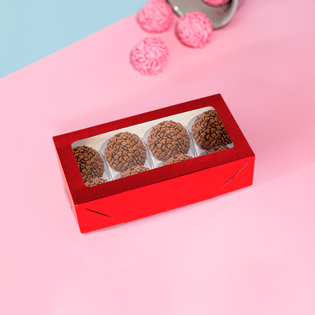 Caixa com Visor 8 Doces Laminada Vermelha – Laminados