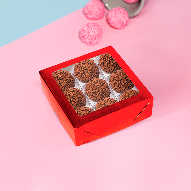 Caixa com Visor 9 Doces Laminada Vermelha – Laminados