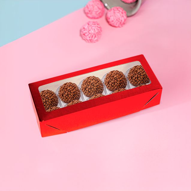 Caixa com Visor 10 Doces Laminada Vermelha – Laminados