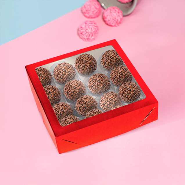 Caixa com Visor 16 Doces Laminada Vermelha – Laminados