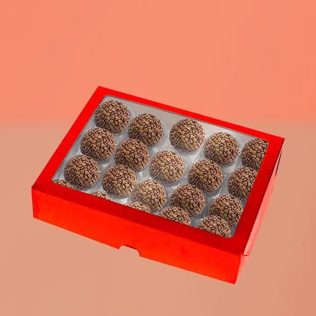 Caixa com Visor 20 Doces Laminada Vermelha – Laminados