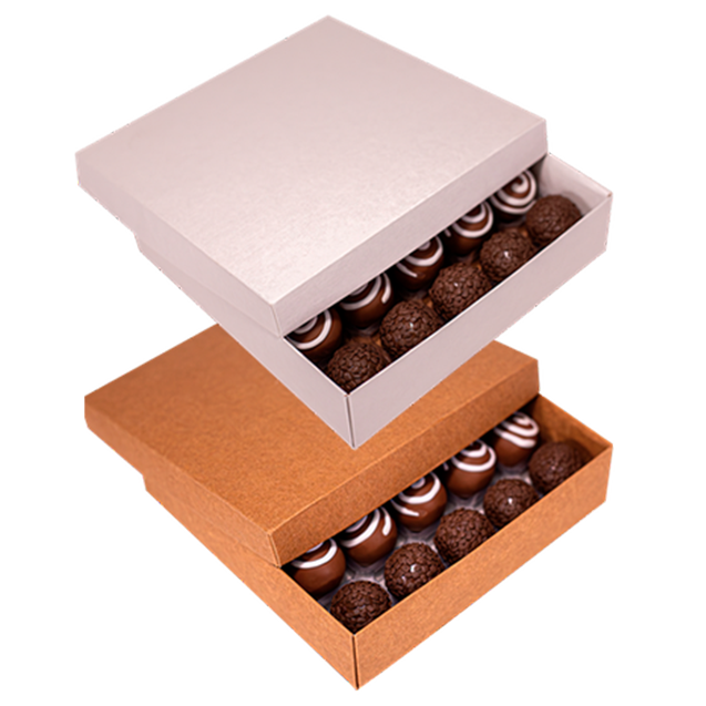 Caixa Transporte 25 Doces Off White/Kraft – Dupla Face