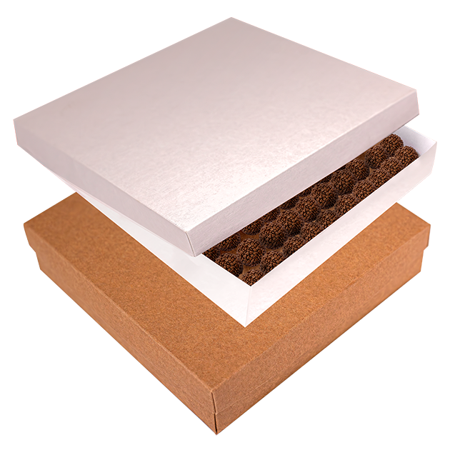 Caixa Transporte 100 Doces Off White/Kraft – Dupla Face