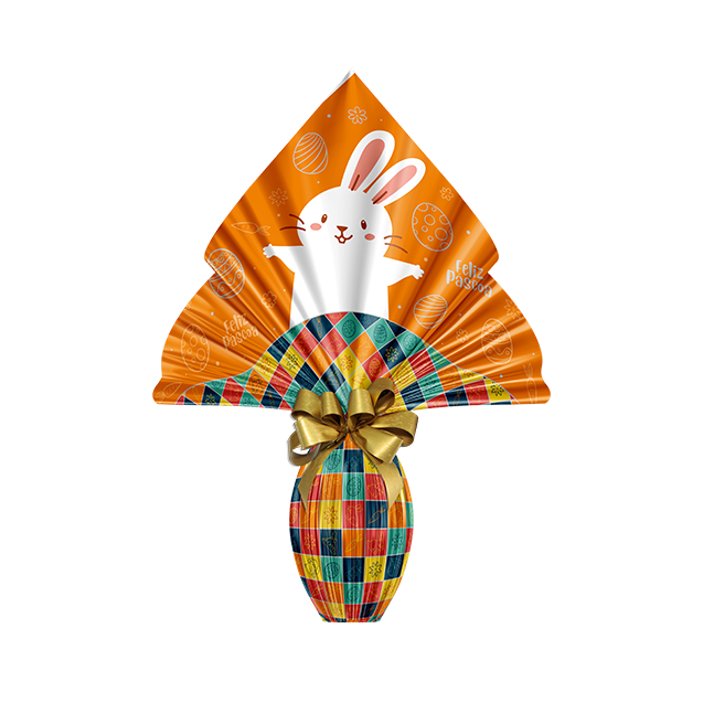 Saco para Ovo Metalizado Laranja 34x34cm – Páscoa Divertida