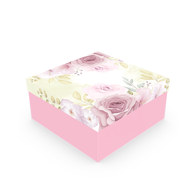 Caixa Presente Quadrada M – Rosas