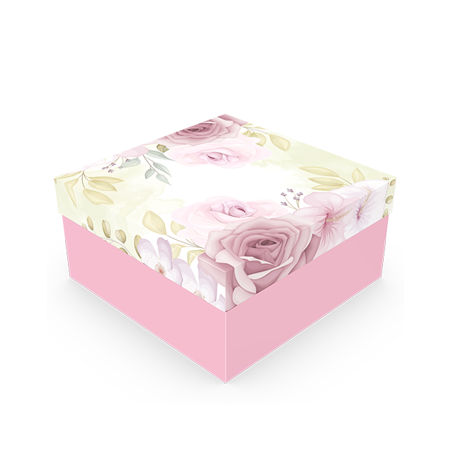 Caixa Presente Quadrada P – Rosas