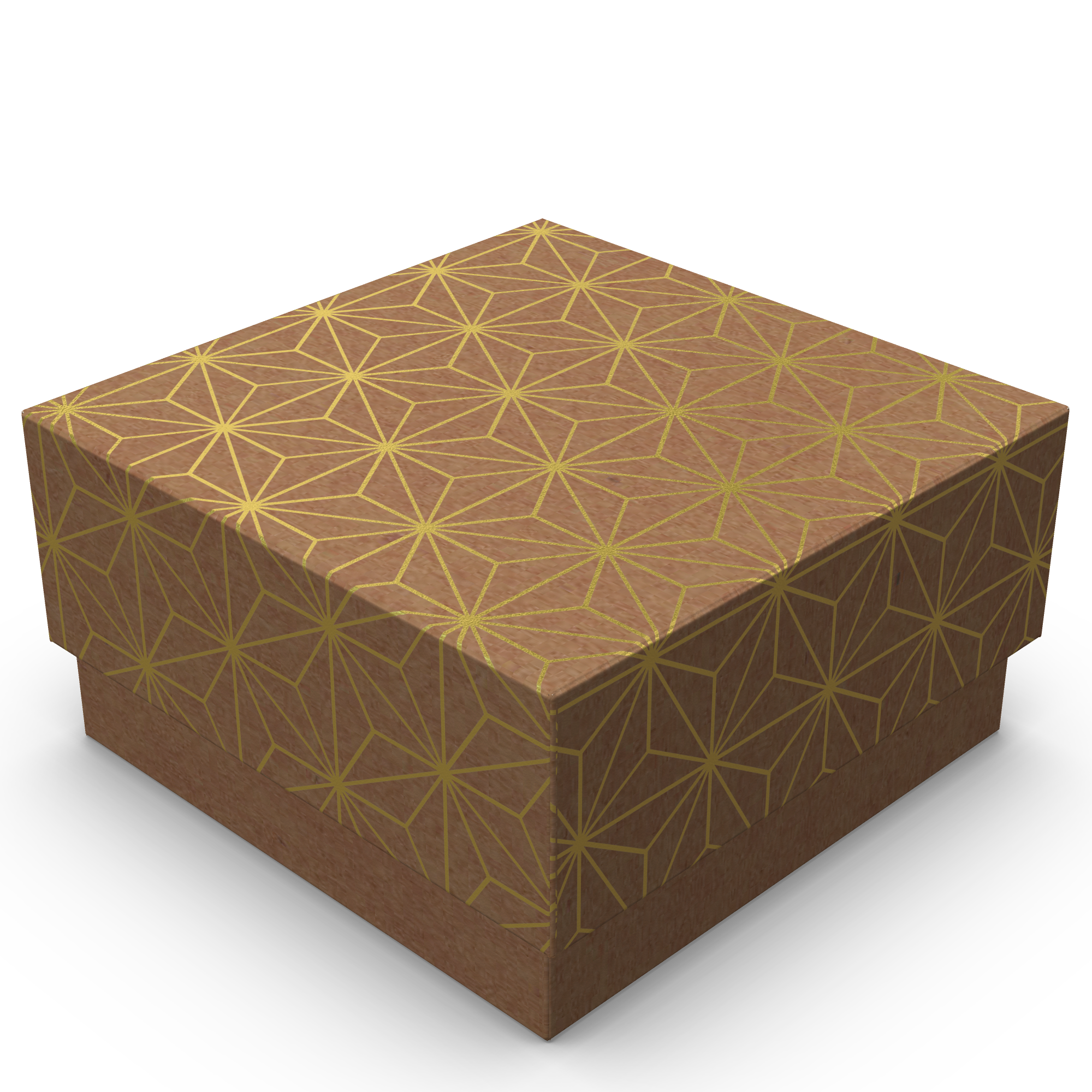 Mini Caixa Quadrada P – Kraft com Ouro