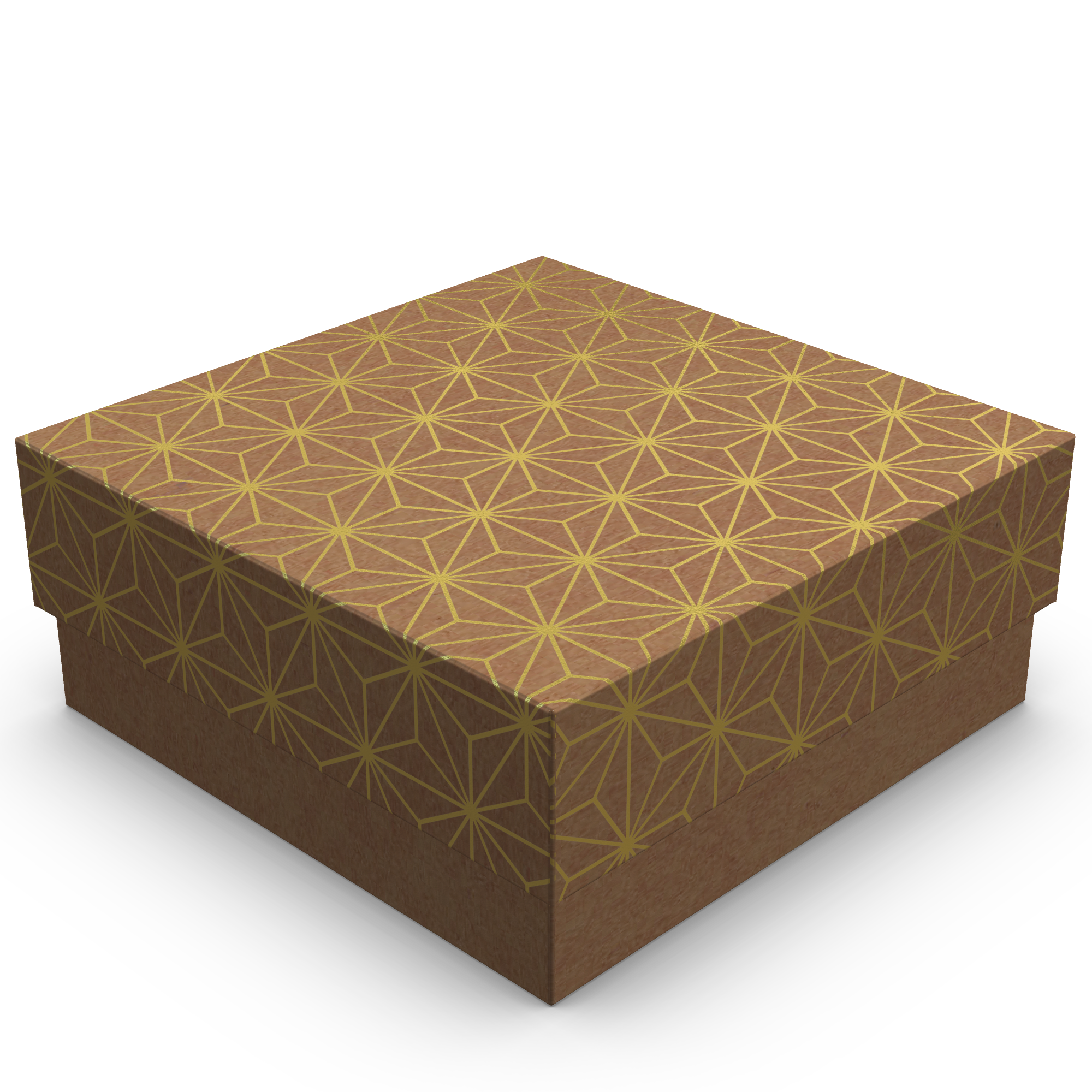 Mini Caixa Quadrada M – Kraft com Ouro