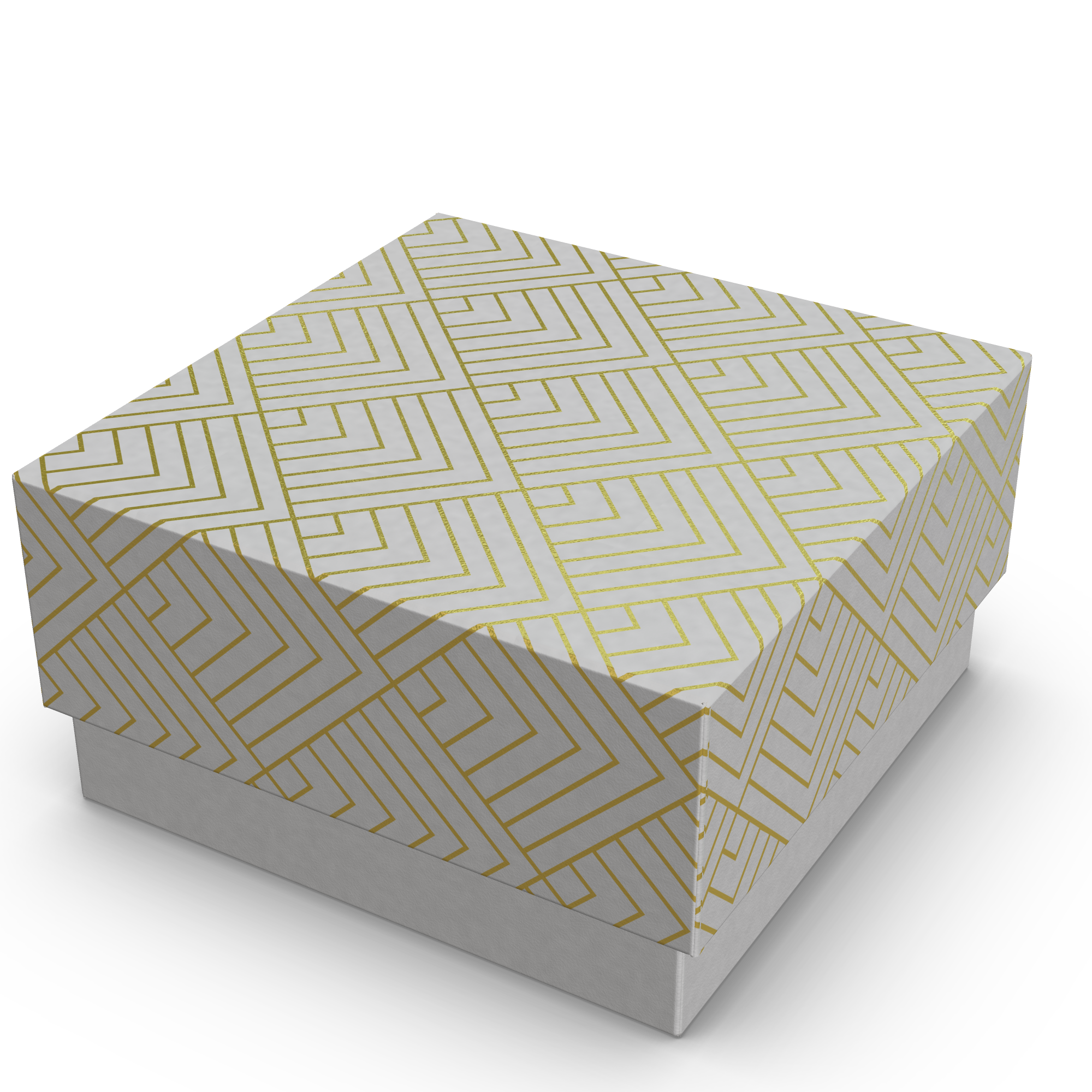 Mini Caixa Quadrada P – Branco com Ouro