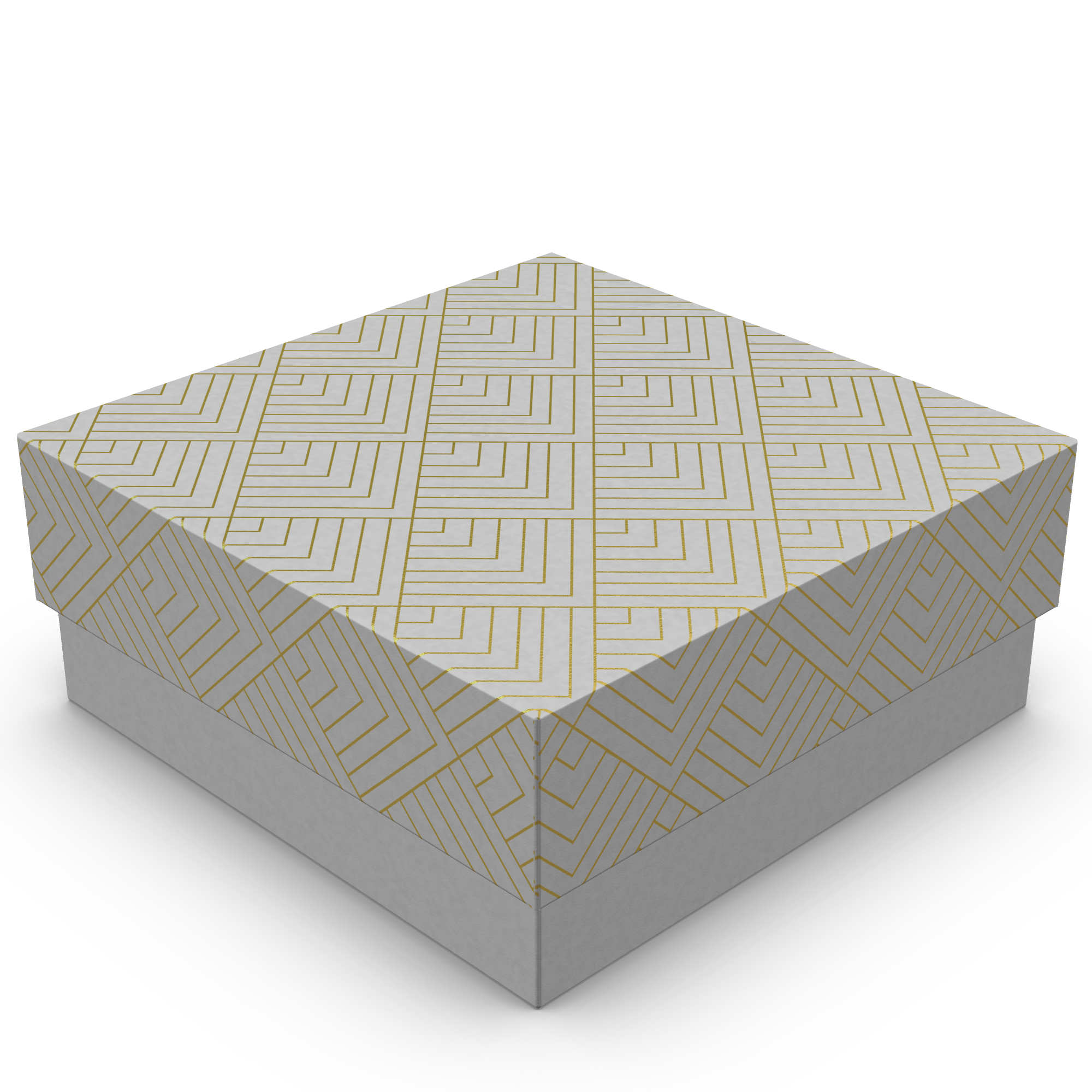 Mini Caixa Quadrada M – Branco com Ouro
