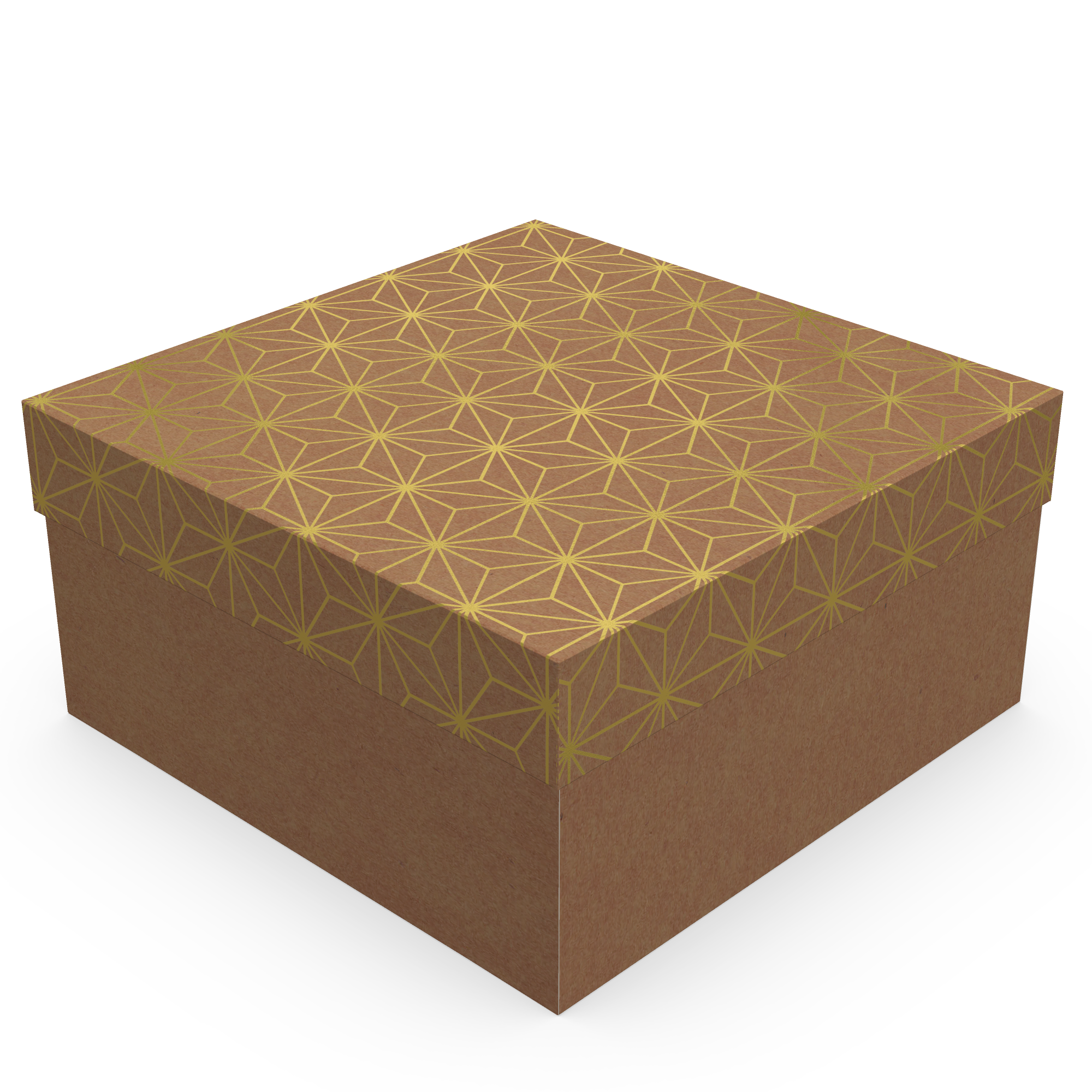 Caixa Presente Quadrada P – Kraft com Ouro