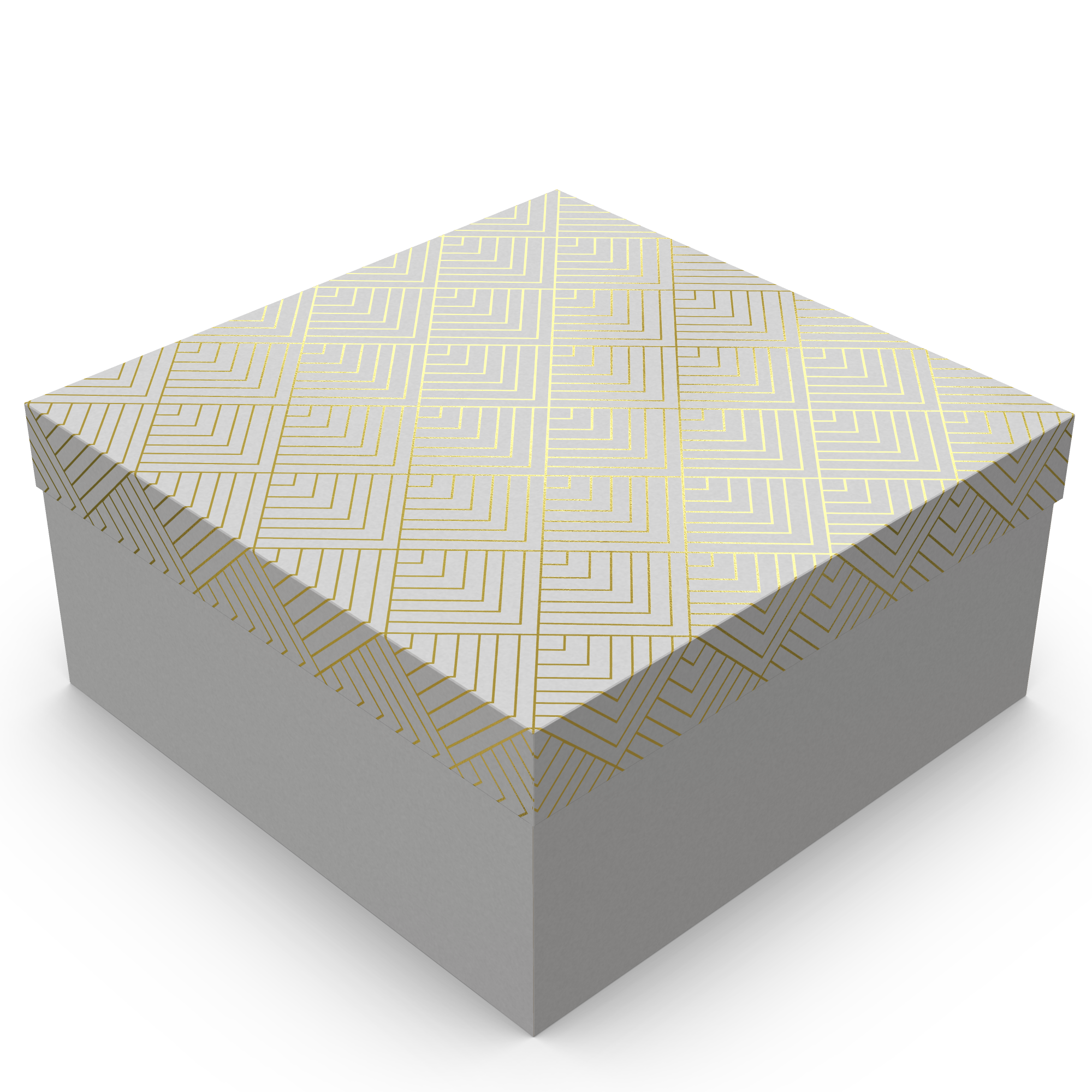 Caixa Presente Quadrada M – Branco com Ouro