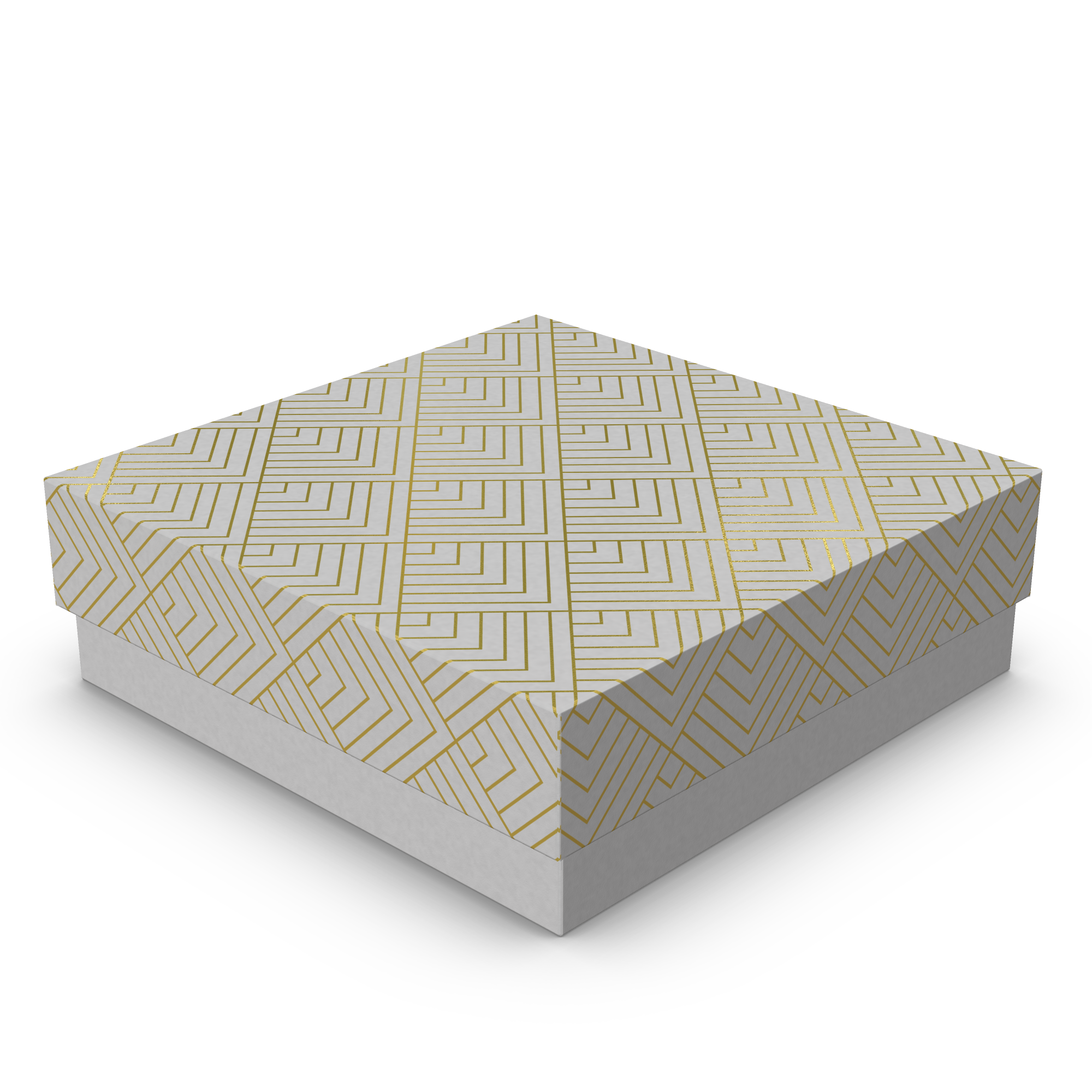 Mini Caixa Quadrada G – Branco com Ouro