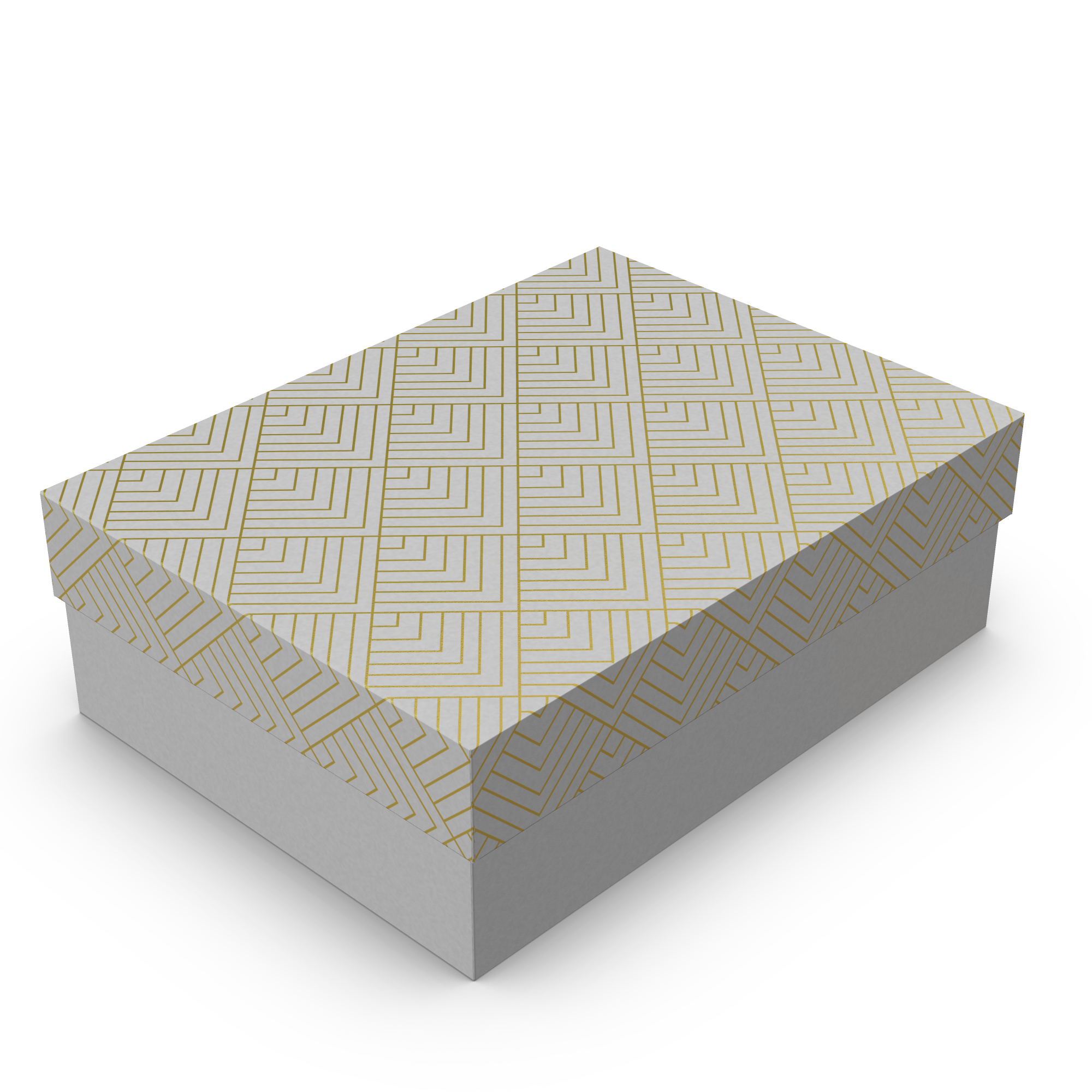 Caixa Petit Retangular M – Branco com Ouro