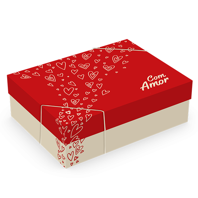 Caixa Presente Retangular com Elástico M – Suspiros de Amor