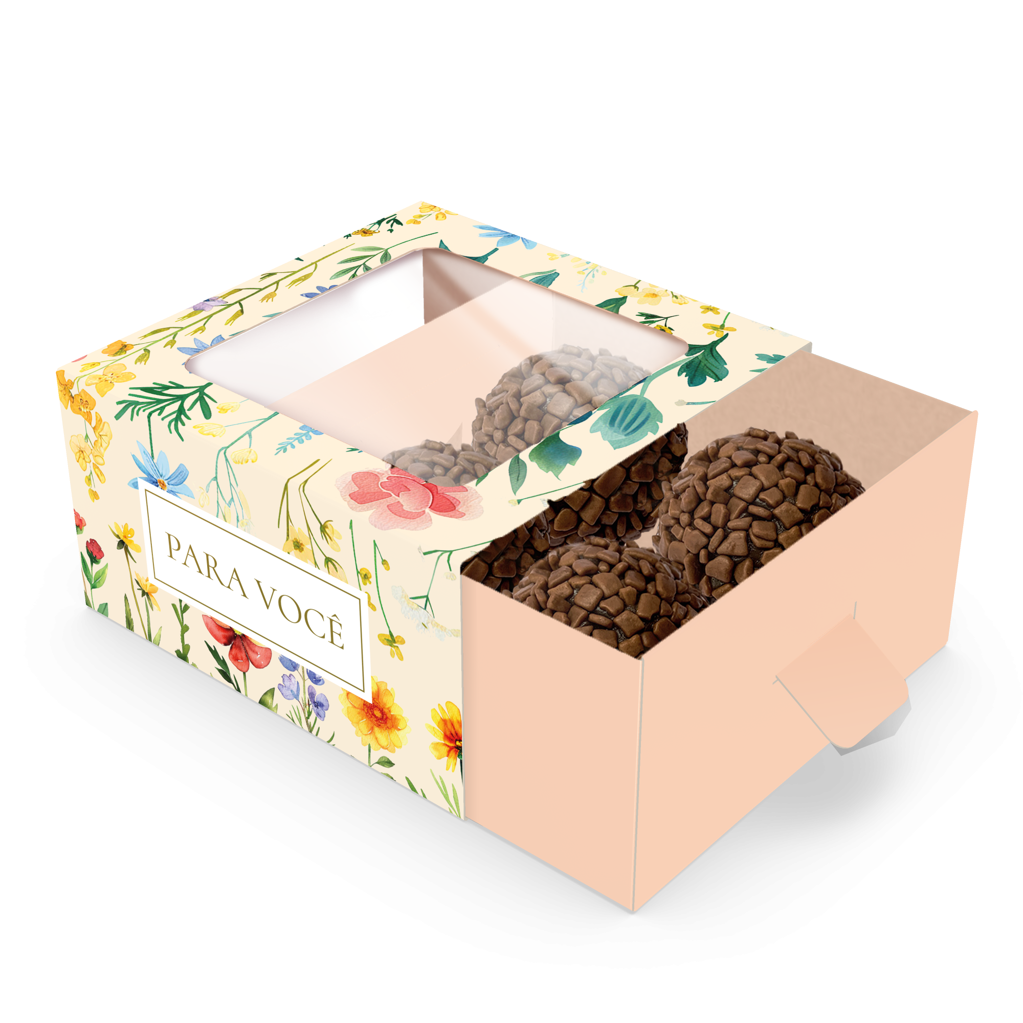 Caixa 4 Doces Gaveta com Visor – Atelier das Flores