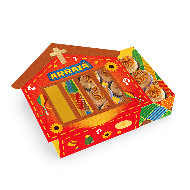 Caixa 9 Doces Gaveta com Visor – Nosso Arraiá
