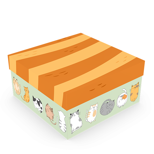Caixa Presente Quadrada P – Gatos Fofos