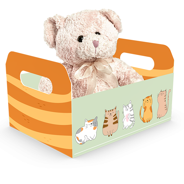 Cesta Caixote G – Gatos Fofos
