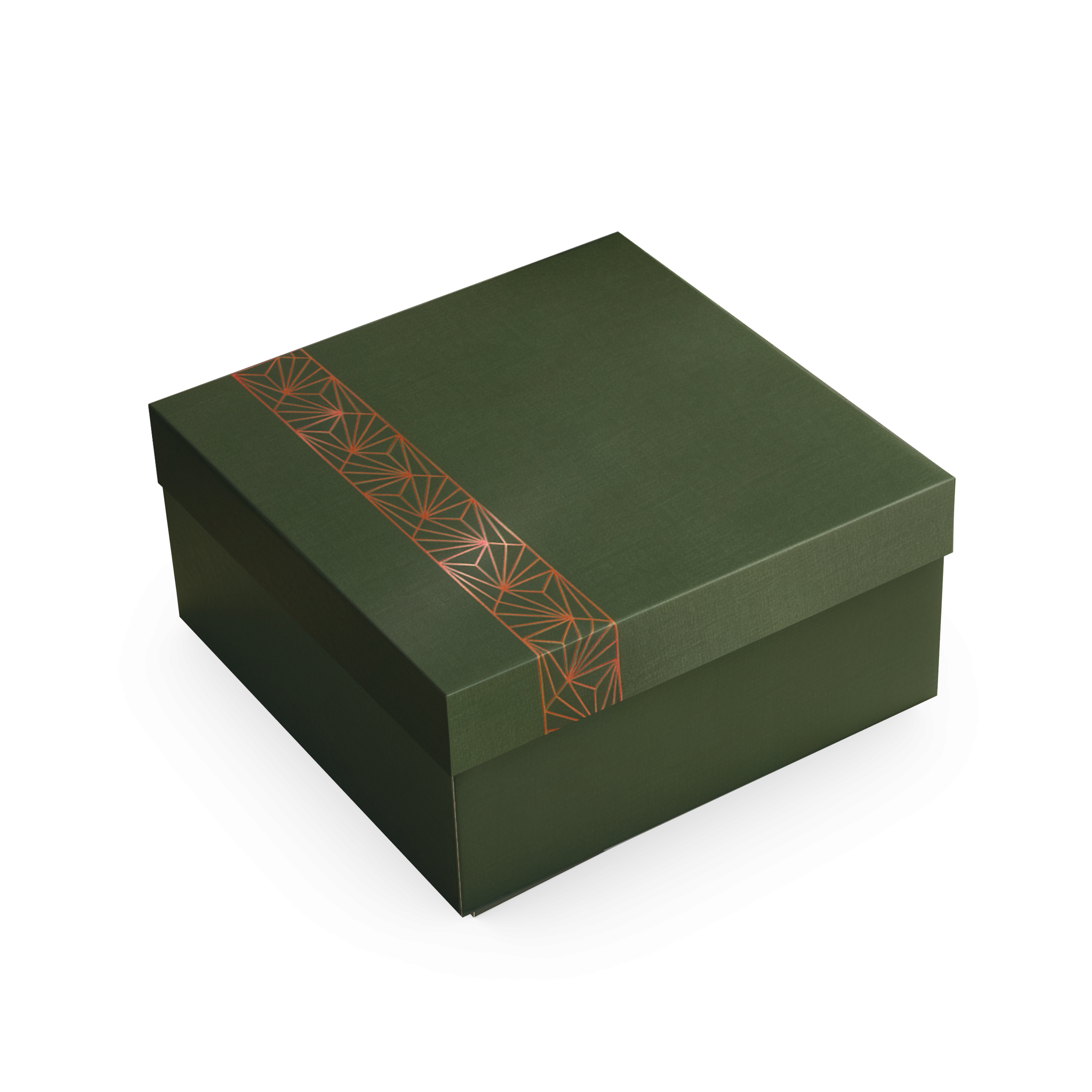 Caixa Presente Quadrada P – Verde e Bronze