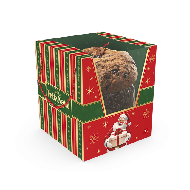 Caixa Basic com Visor e Alça Panetone – Feliz Natal