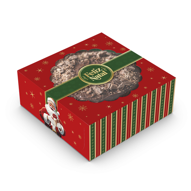 Caixa Bolo com Visor – Feliz Natal