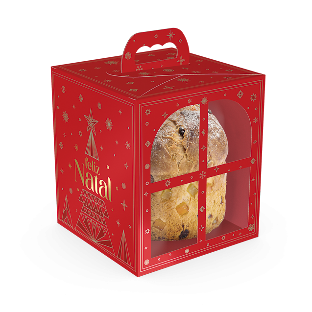 Caixa com Visor Janela Panetone – Brilhos de Natal