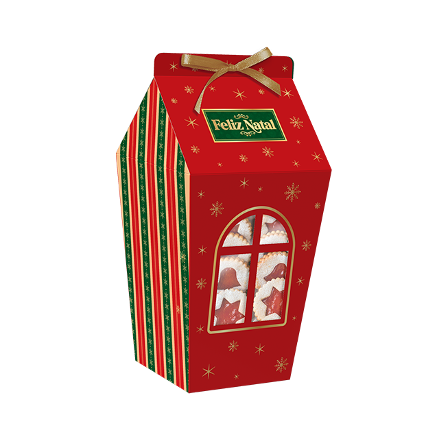 Caixa Milk com Visor Janela e Fita – Feliz Natal
