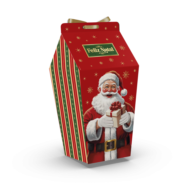 Caixa Milk com Visor Janela e Fita – Feliz Natal
