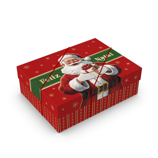 Caixa Presente Retangular com Elástico P – Feliz Natal
