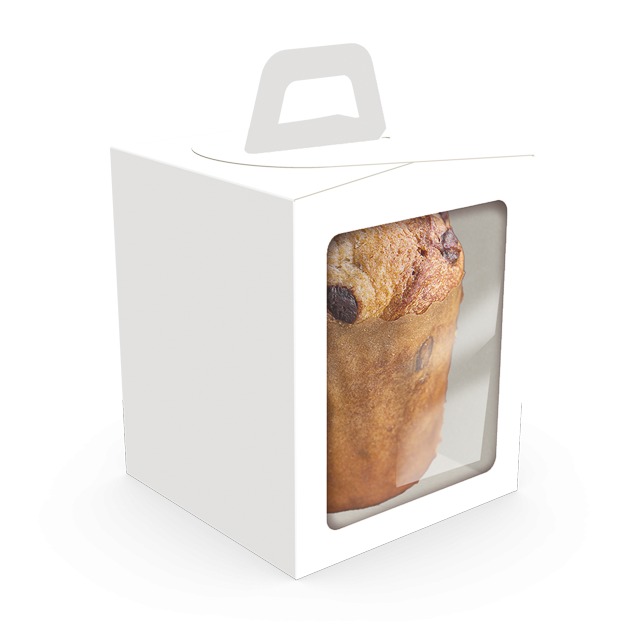 Caixa Soft com Visor Mini Panetone – Branco