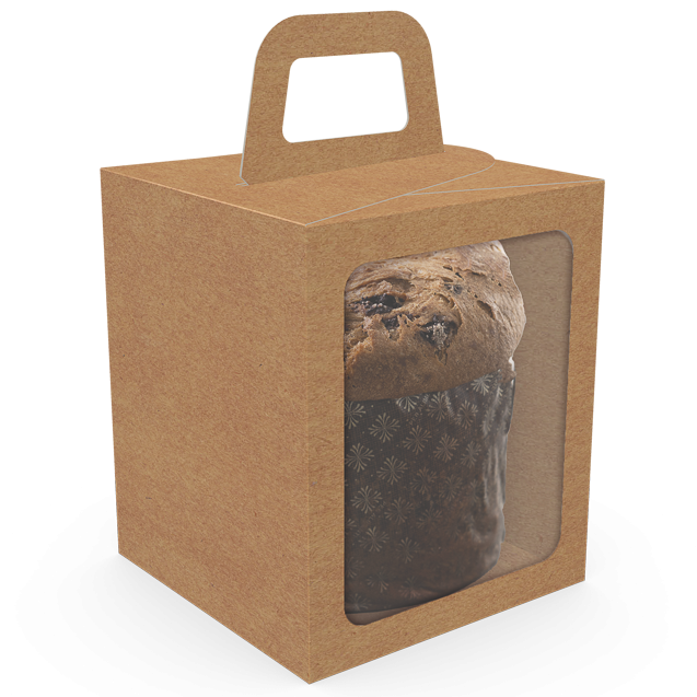 Caixa Soft com Visor Panetone – Kraft