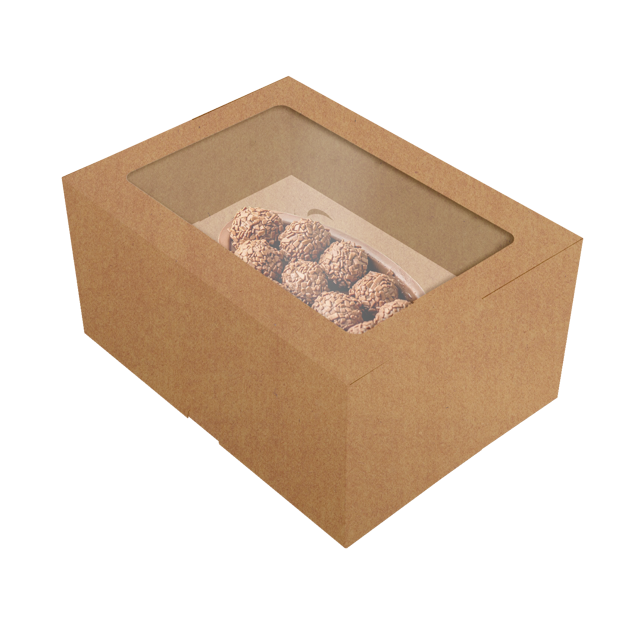 Caixa Basic Ovo de Colher 150/250G com Tampa e Visor Kraft – Páscoa Essencial