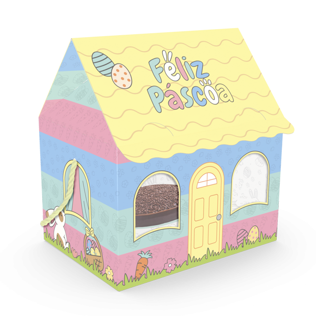 Caixa Casa Berço 150/250G Alça e Visor – Páscoa Diversão