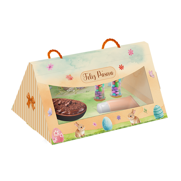 Caixa Mini Confeiteiro com Alça e Visor – Páscoa Encantada