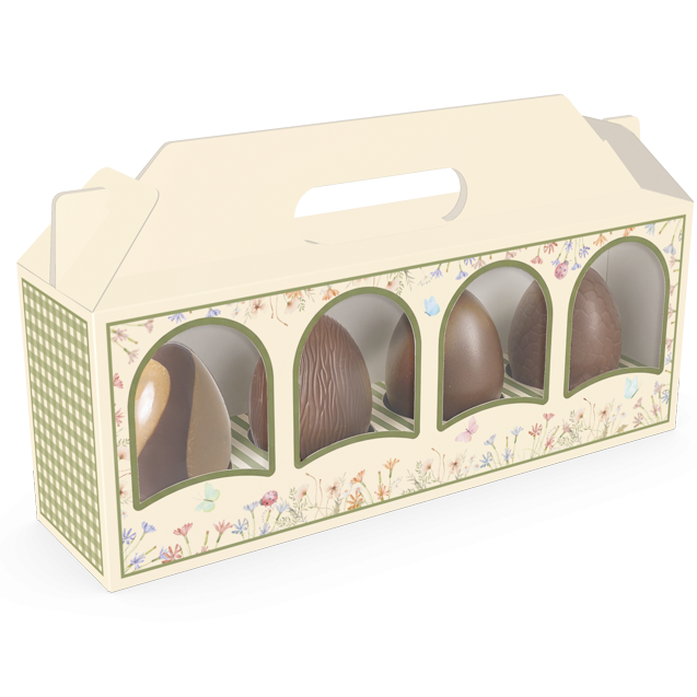 Maleta 4 Mini Ovos com Visor – Páscoa Florescer
