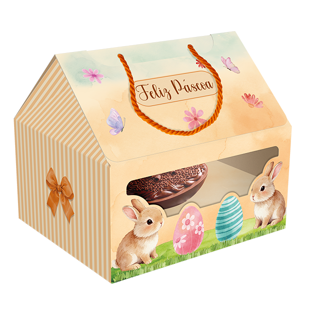 Maleta Ovo de Colher com Berço 250/350G Alça e Visor – Páscoa Encantada